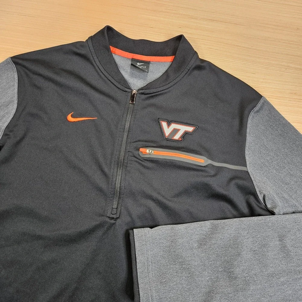 Virginia‎ Tech Hokies Nike Quarter Zip Mens M Gray Dri-Fit 866583-010 Pullover